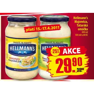 ARCHIV Hellmanns Majonéza Tatarská omáčka v akci platné do 17 4