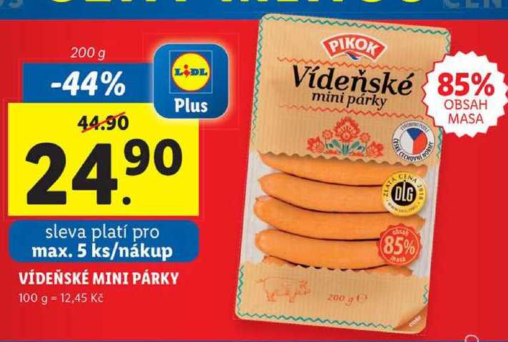 ARCHIV VÍDEŇSKÉ MINI PÁRKY 200 g v akci platné do 13 2 2022