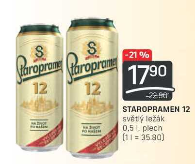 Staropramen Světlý výčepní pivo 0 5l v akci AkcniCeny cz