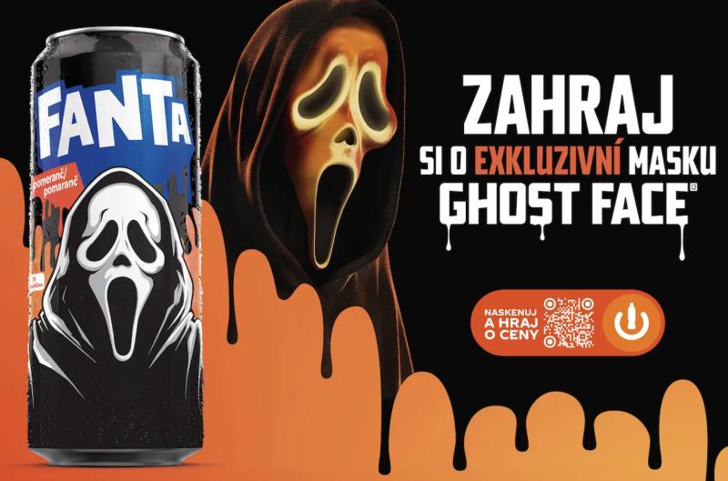 Fanta v novém obalu Ghost Face z Vřískotu. Na trhu je několik variant