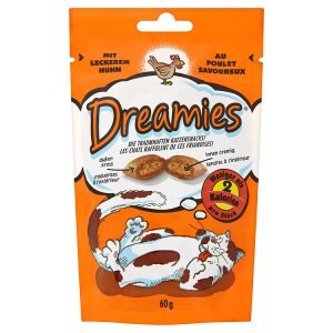 Dreamies Polštářky s kuřecím masem doplňkové krmivo pro kočky a koťata 60g Dreamies Polštářky s kuřecím masem doplňkové krmivo pro kočky a koťata 60g