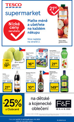Leták Tesco supermarkety od 29.9. do 4.10.2022