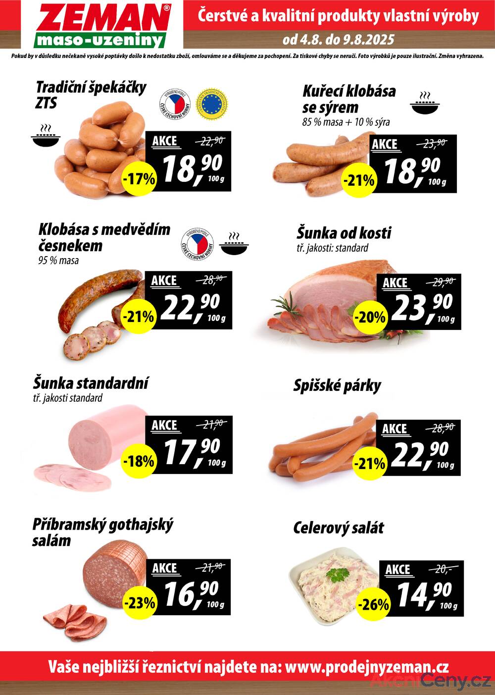 Leták ZEMAN maso-uzeniny - ZEMAN maso-uzeniny akční leták pro vybrané prodejny druhé skupiny od 4.8. do 9.8.2025 - strana 2
