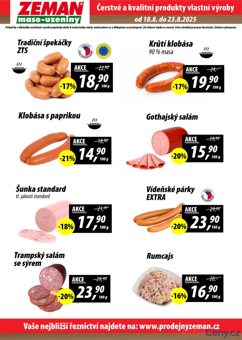 Leták ZEMAN maso-uzeniny - ZEMAN maso-uzeniny akční leták pro vybrané prodejny druhé skupiny od 18.8. do 23.8.2025 - strana 2 Leták ZEMAN maso-uzeniny - ZEMAN maso-uzeniny akční leták pro vybrané prodejny druhé skupiny od 18.8. do 23.8.2025 - strana 2
