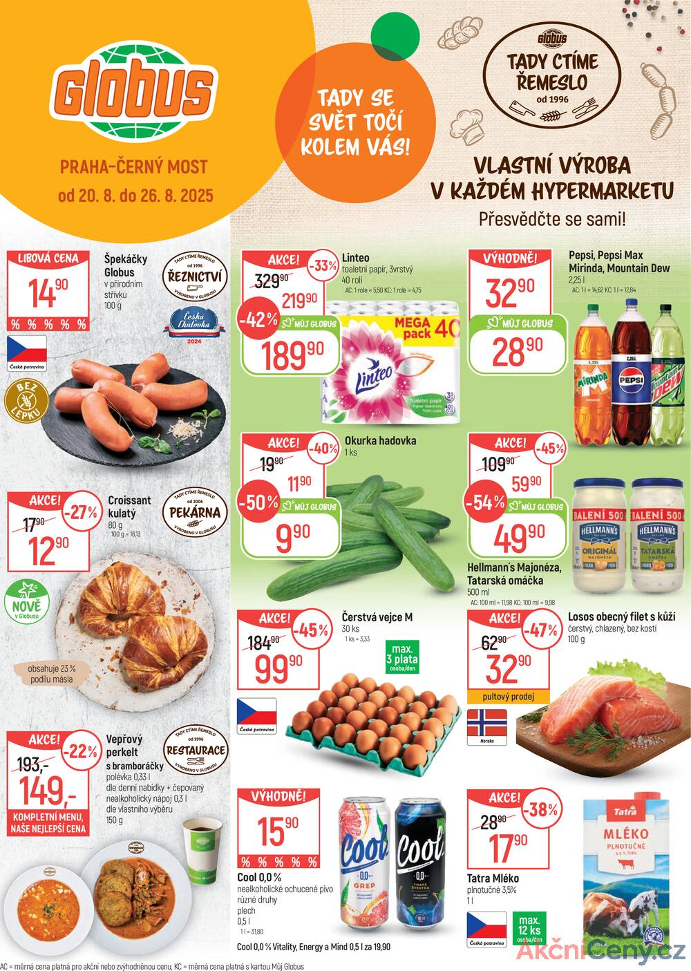 Leták Globus - Akční leták Globus 20.8. - 26.8.2025 - Globus Praha - Centrum Černý Most - strana 1