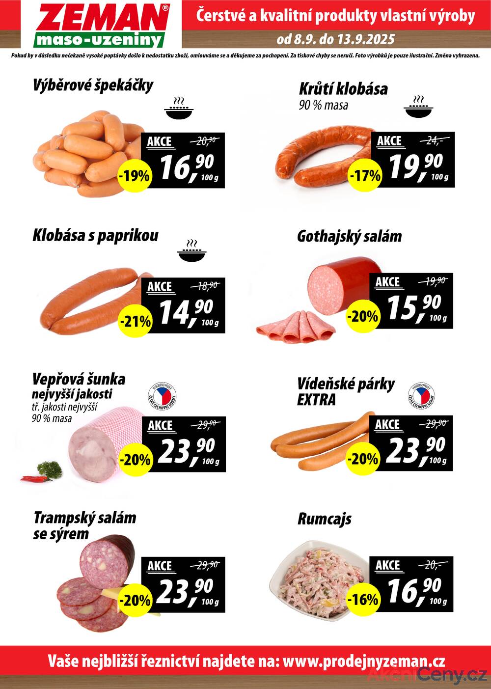 Leták ZEMAN maso-uzeniny - ZEMAN maso-uzeniny akční leták pro vybrané prodejny první skupiny od 8.9. do 13.9.2025 - strana 2