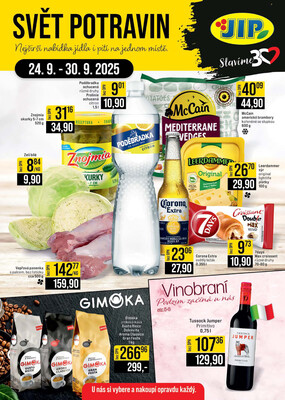 JIP Cash & Carry Brno, Praha, Ostrava, Jilemnice, Pardubice, Ostrava, Karlovy Vary, Olomouc a Zlín od 24.9. do 30.9.2025