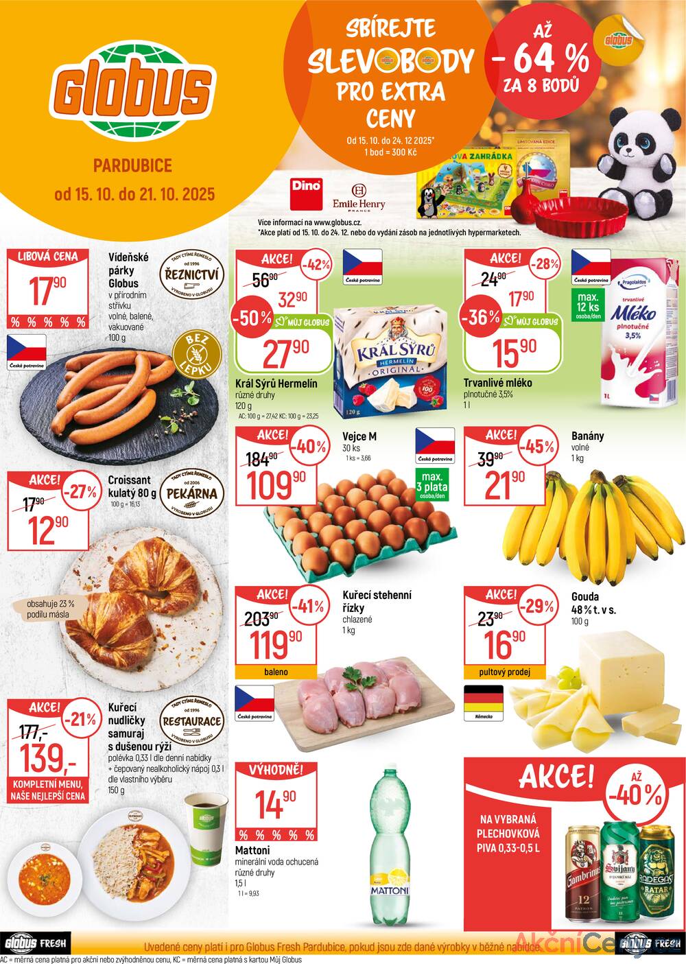 Leták Globus - Akční leták Globus 15.10. - 21.10.2025 - Globus Pardubice - strana 1