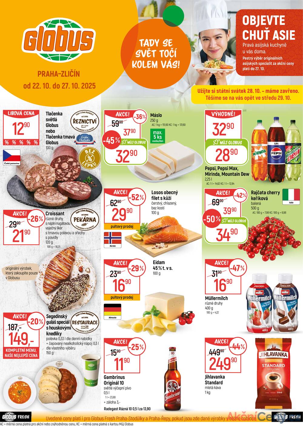 Leták Globus - Akční leták Globus 22.10. - 27.10.2025 - Globus Praha - Zličín - strana 1