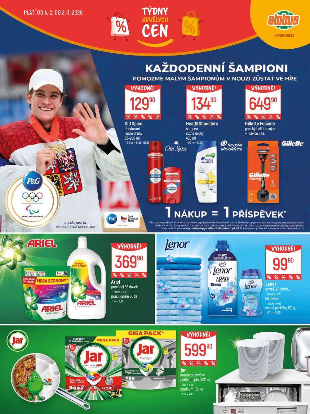 Akční leták Globus 4.2. - 2.3.2026 - Globus Praha - Centrum Černý Most