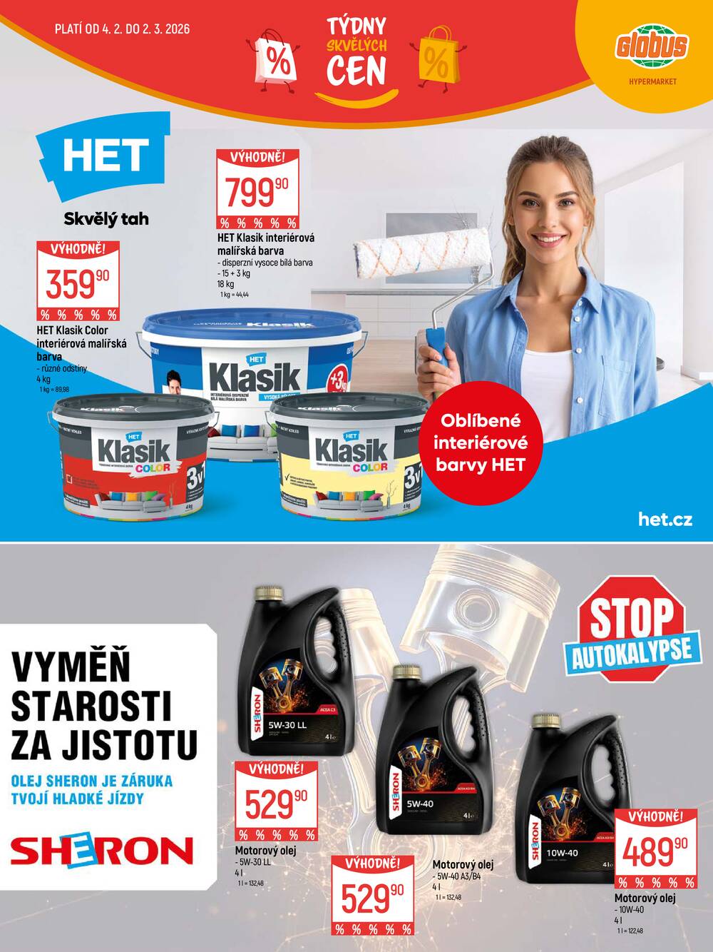 Akční leták Globus 4.2. - 2.3.2026 - Globus Praha - Centrum Černý Most