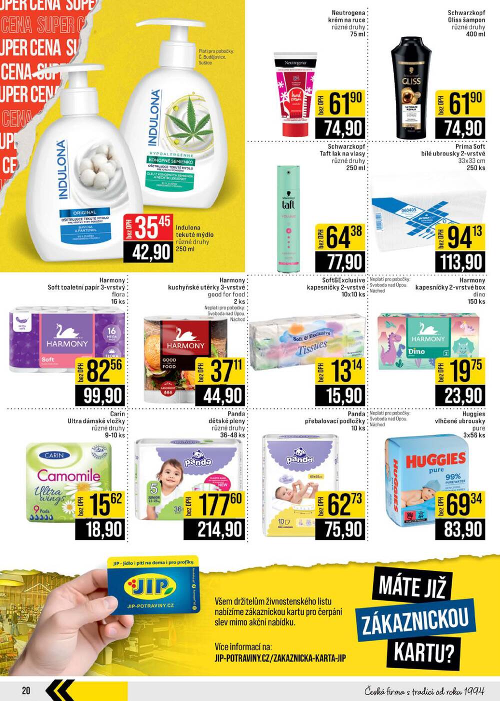 JIP Cash & Carry České Budějovice, Most, Náchod, Polička, Sušice a Svoboda nad Úpou od 25.2. do 3.3.2026