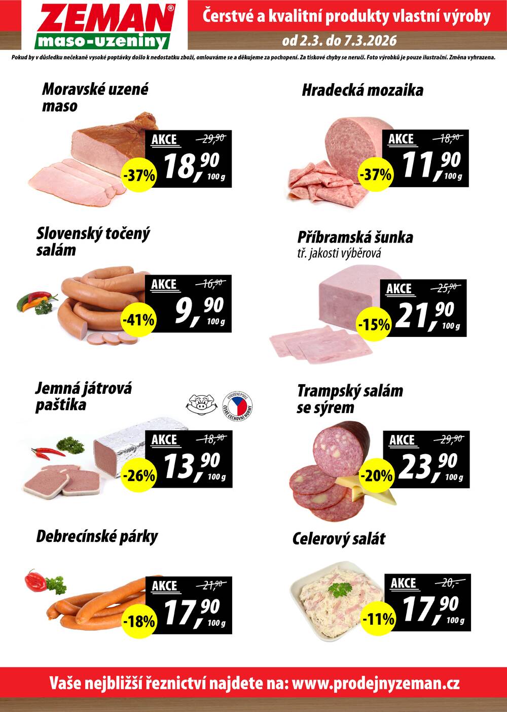 Leták ZEMAN maso-uzeniny - ZEMAN maso-uzeniny akční leták pro vybrané prodejny druhé skupiny od 2.3. do 7.3.2026 - strana 2