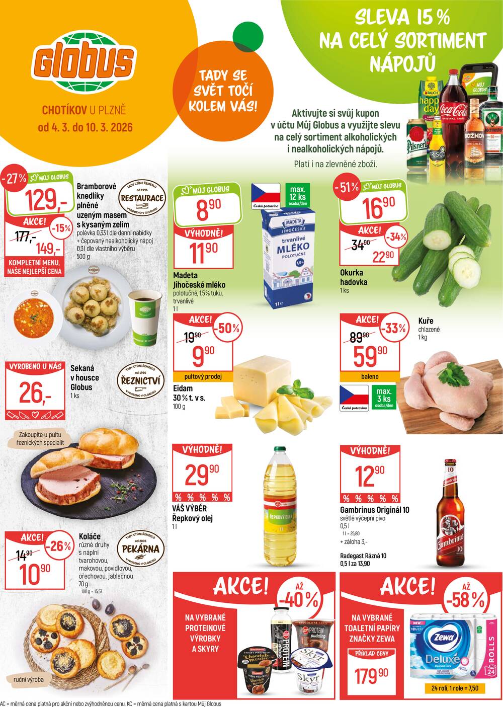 Akční leták Globus 4.3. - 10.3.2026 - Globus Chotíkov u Plzně