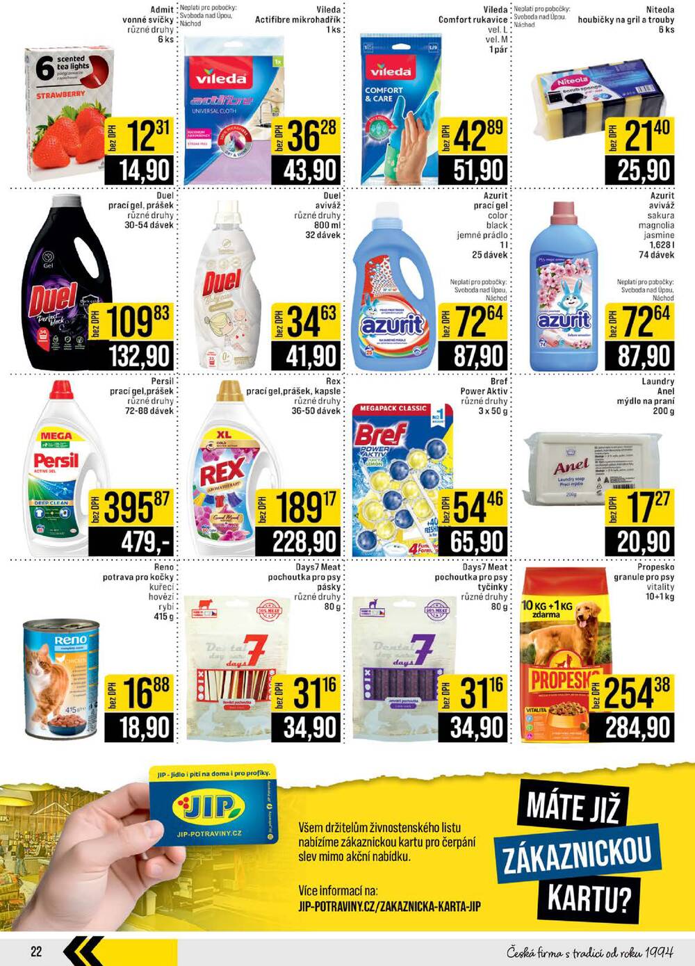 JIP Cash & Carry České Budějovice, Most, Náchod, Polička, Sušice a Svoboda nad Úpou od 11.3. do 17.3.2026