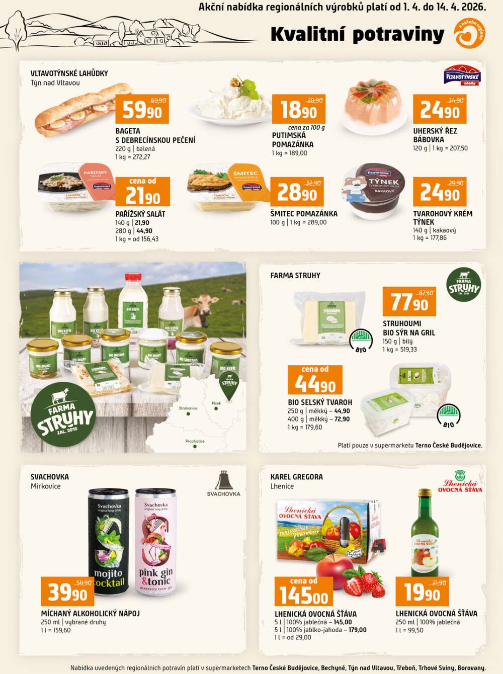 Leták Terno - Terno České Budějovice, Třeboň, Trhové sviny, Bechyně, Týn nad Vltavou od 1.4. do 7.4.2026 - strana 16