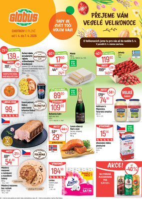 Leták Akční leták Globus 1.4. - 7.4.2026 - Globus Chotíkov u Plzně