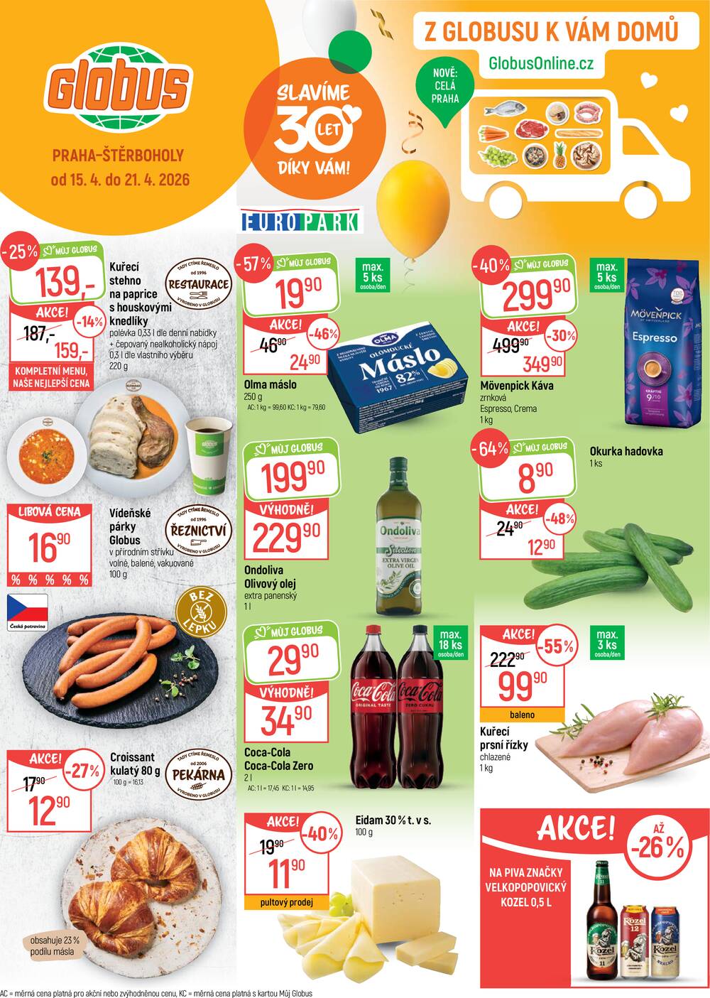 Leták Globus - Akční leták Globus 15.4. - 21.4.2026 - Globus Praha - Štěrboholy - strana 1