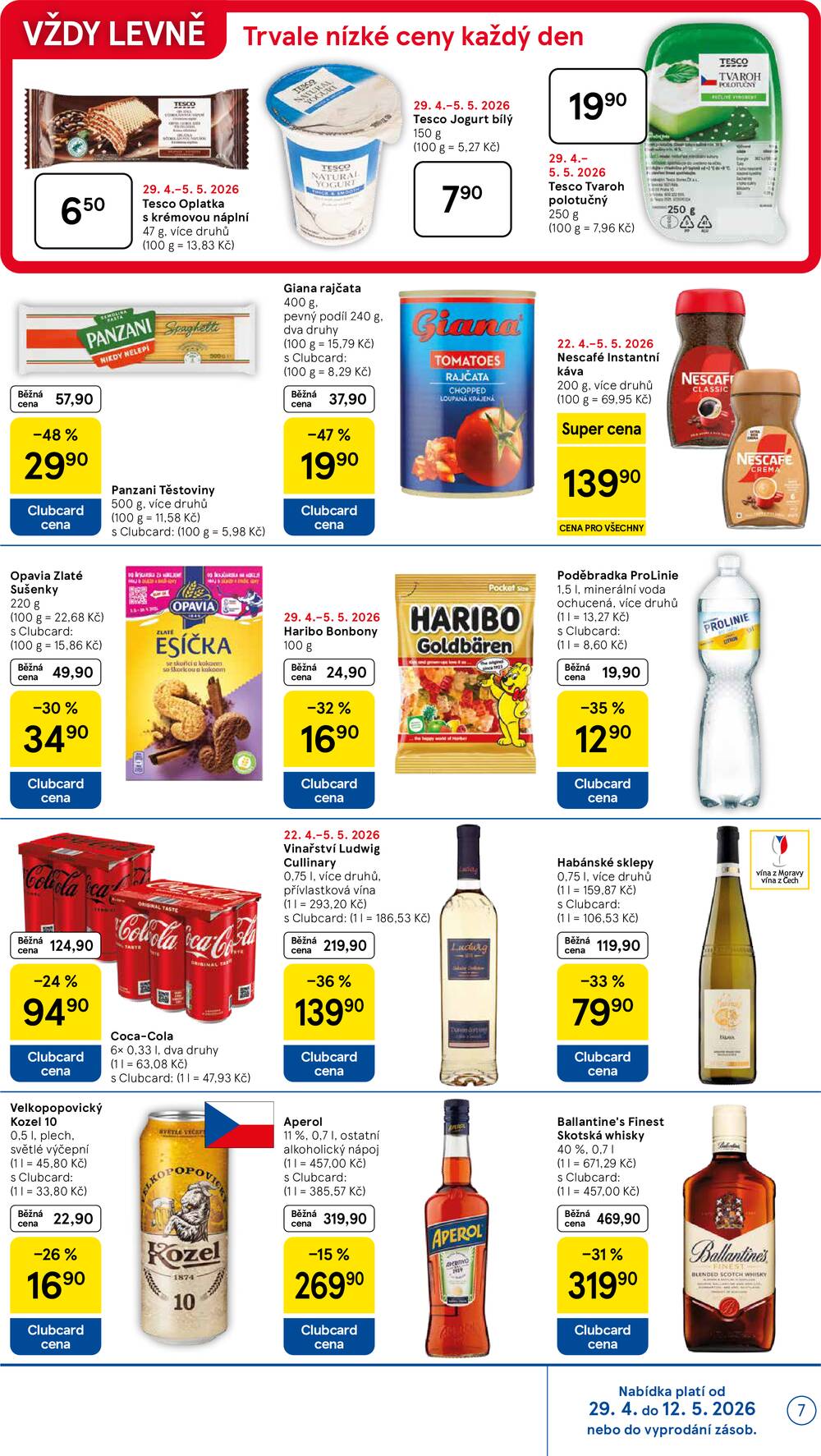 Tesco supermarkety od 29.4. do 5.5.2026