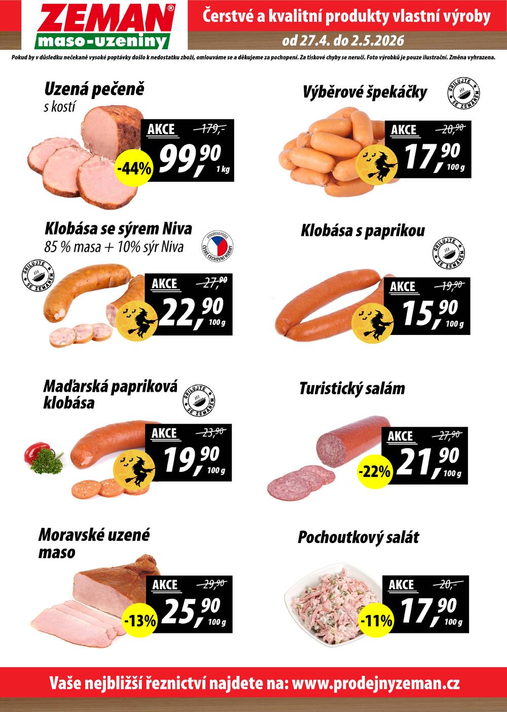 Leták ZEMAN maso-uzeniny - ZEMAN maso-uzeniny akční leták pro vybrané prodejny druhé skupiny od 27.4. do 2.5.2026 - strana 2