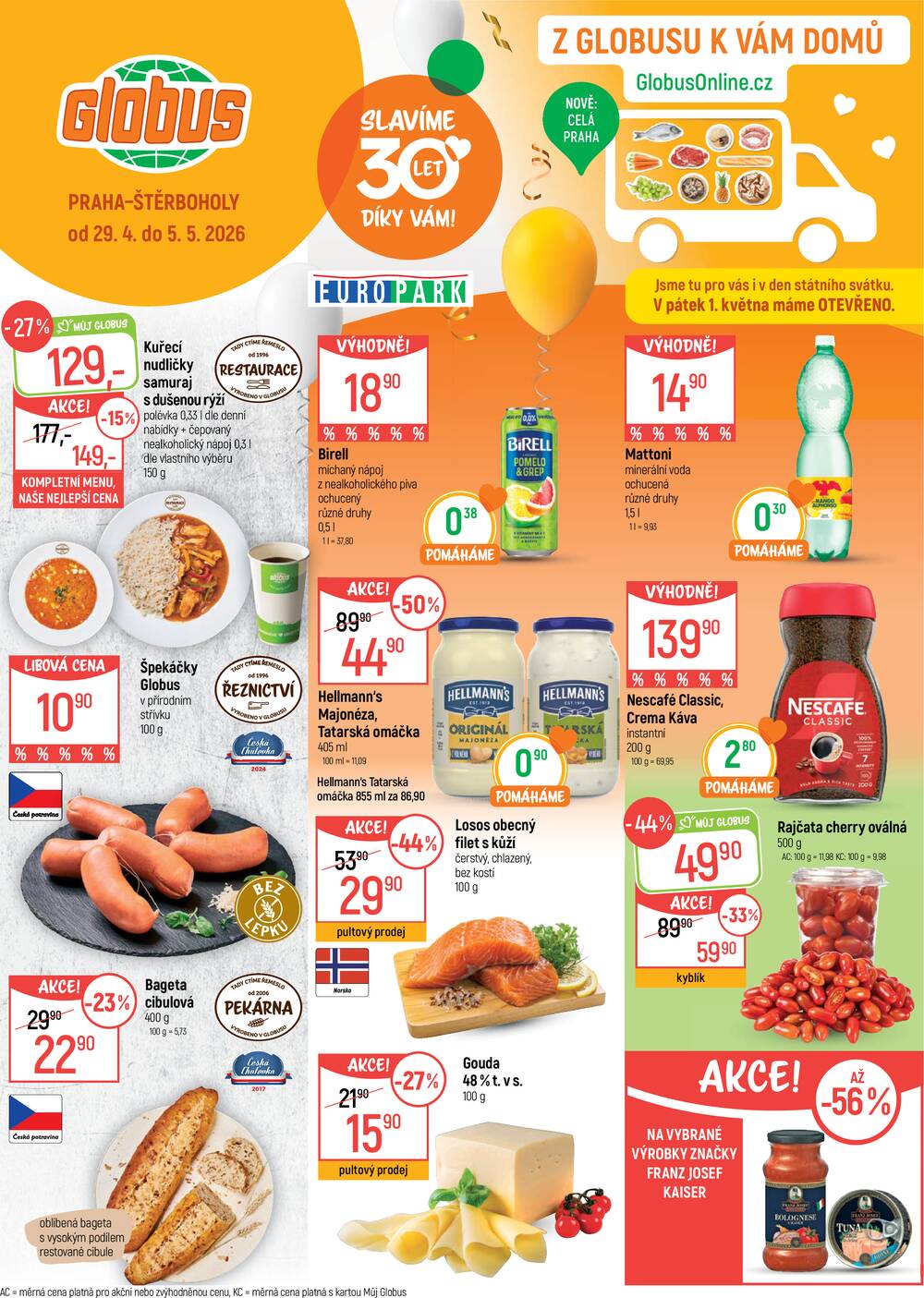 Akční leták Globus 29.4. - 5.5.2026 - Globus Praha - Štěrboholy