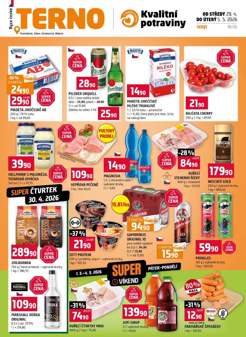 Leták Terno - Terno Prachatice, Tábor, Strakonice a Blatná 29.4. - 5.5. - strana 1