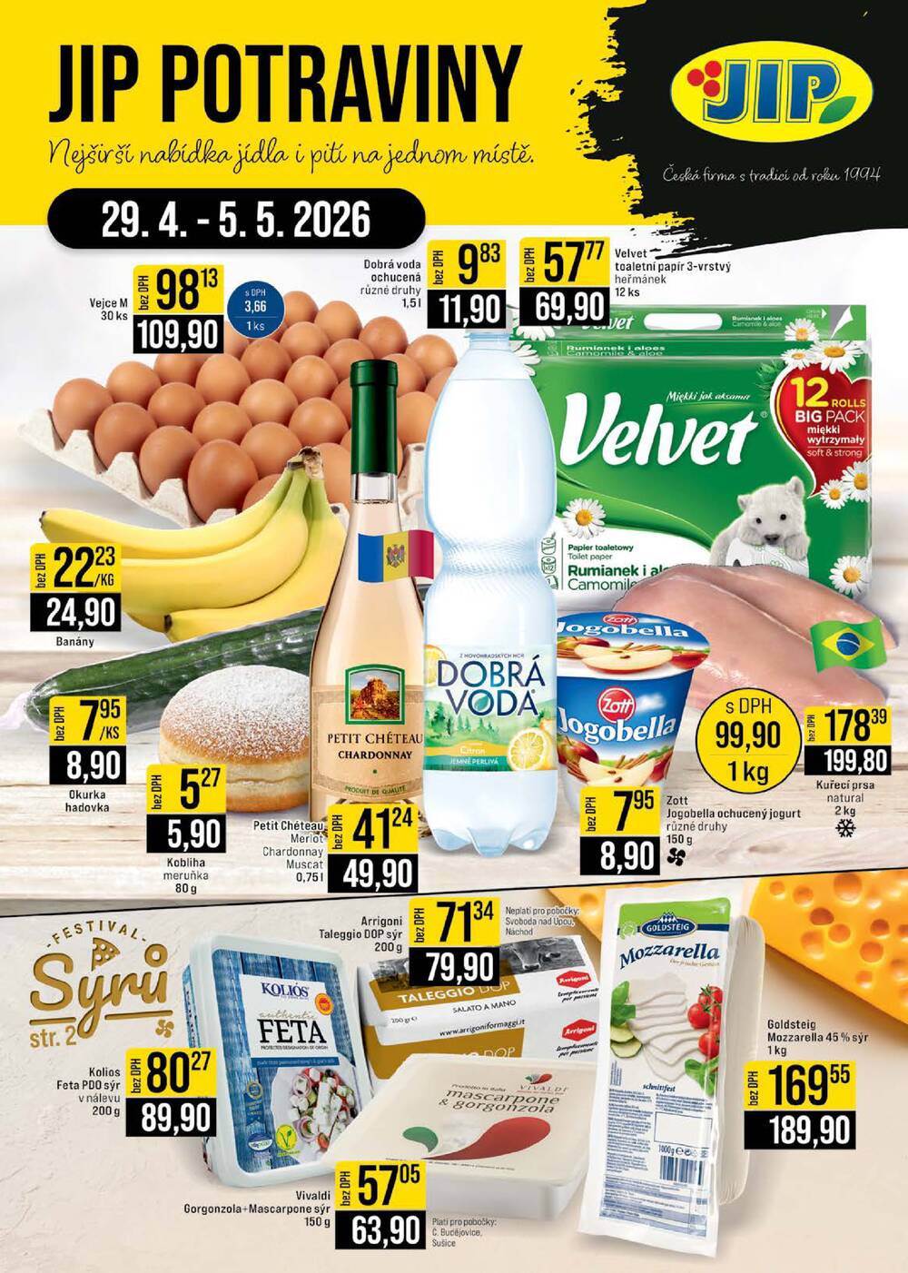 Leták JIP - JIP Cash & Carry České Budějovice, Most, Náchod, Polička, Sušice a Svoboda nad Úpou od 29.4. do 5.5.2026 - strana 1