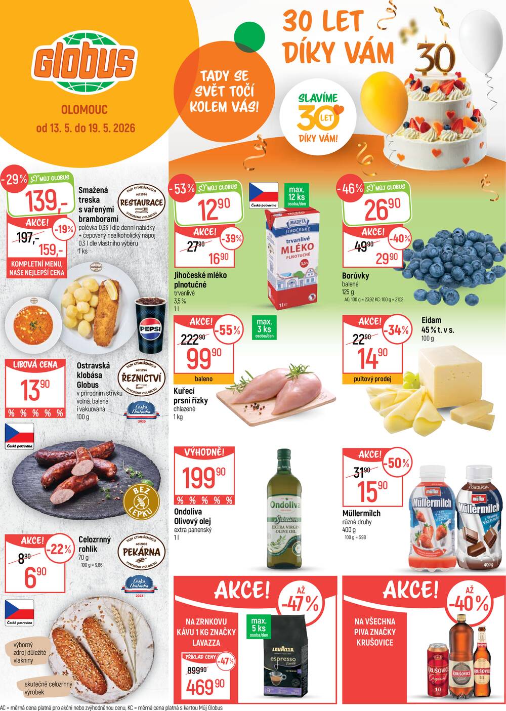 Leták Globus - Akční leták Globus 13.5. - 19.5.2026 - Globus Olomouc - strana 1