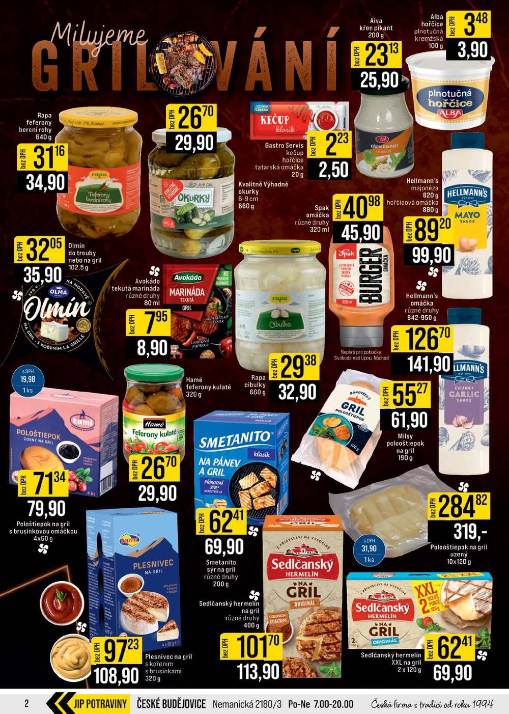 JIP Cash & Carry České Budějovice, Most, Náchod, Polička, Sušice a Svoboda nad Úpou od 20.5. do 26.5.2026