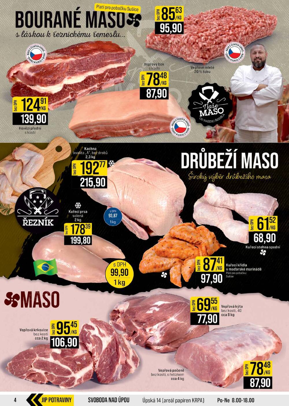 JIP Cash & Carry České Budějovice, Most, Náchod, Polička, Sušice a Svoboda nad Úpou od 20.5. do 26.5.2026