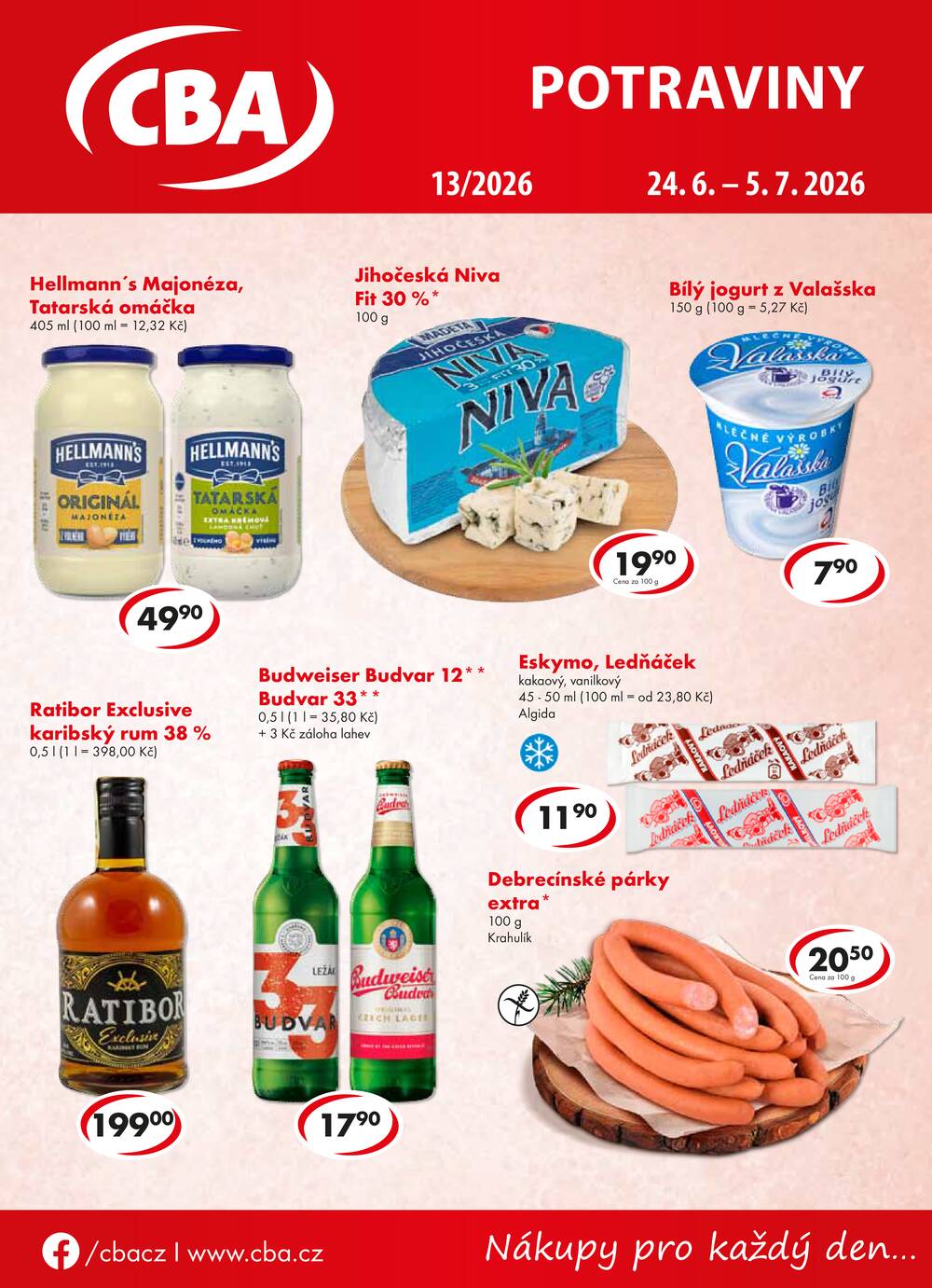 Leták CBA - CBA potraviny od 24.6. do 5.7.2026 - strana 1 Leták CBA - CBA potraviny od 24.6. do 5.7.2026 - strana 1