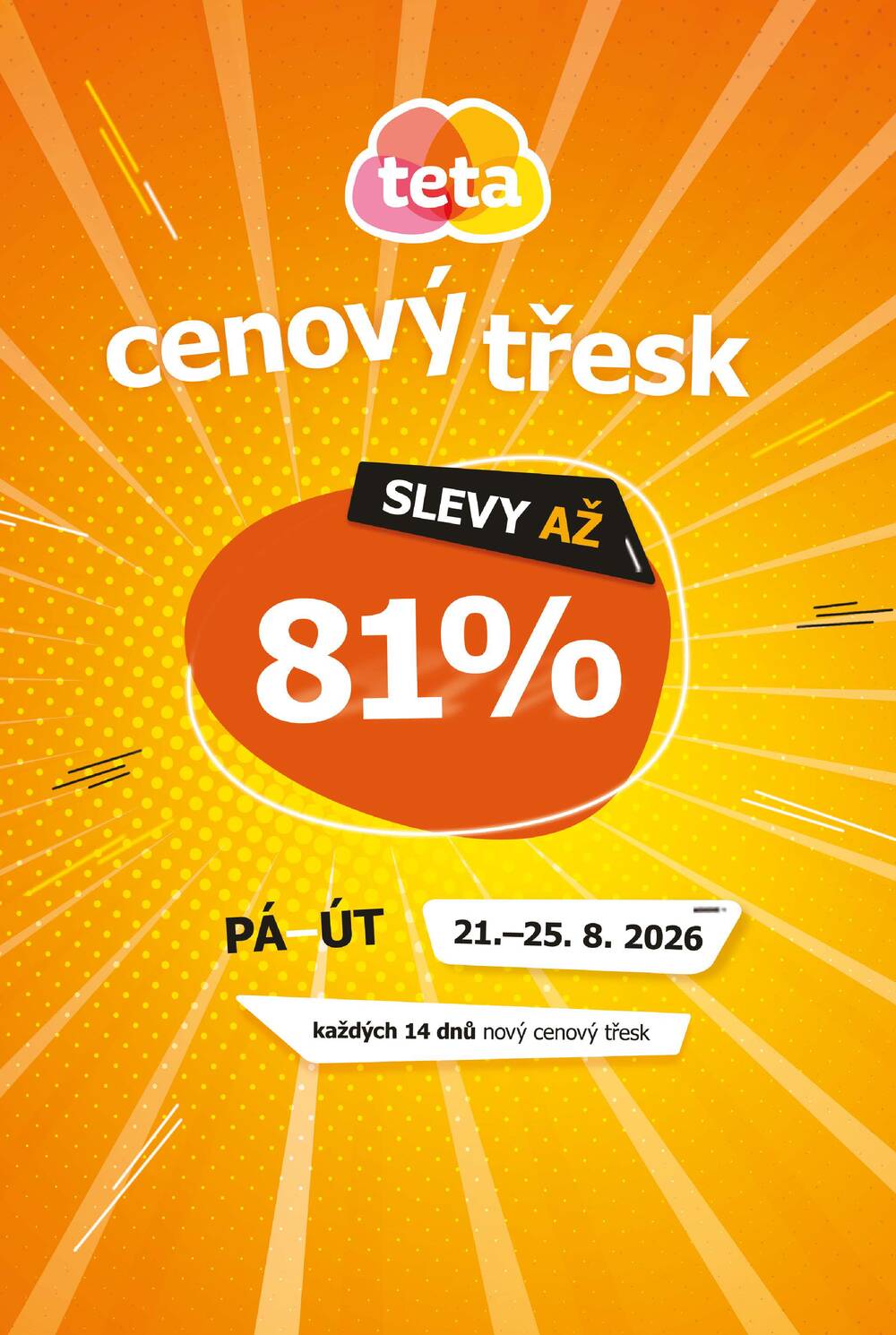 Leták Teta drogerie - Teta drogerie cenový třesk od 21.8. do 25.8.2026 - strana 1