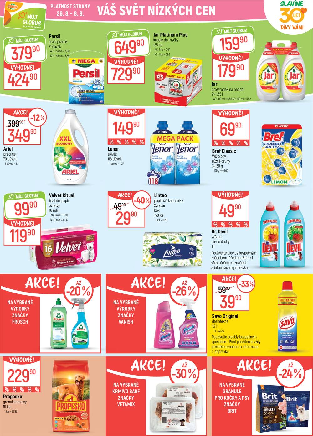 Akční leták Globus 26.8. - 1.9.2026 - Globus Praha - Centrum Černý Most