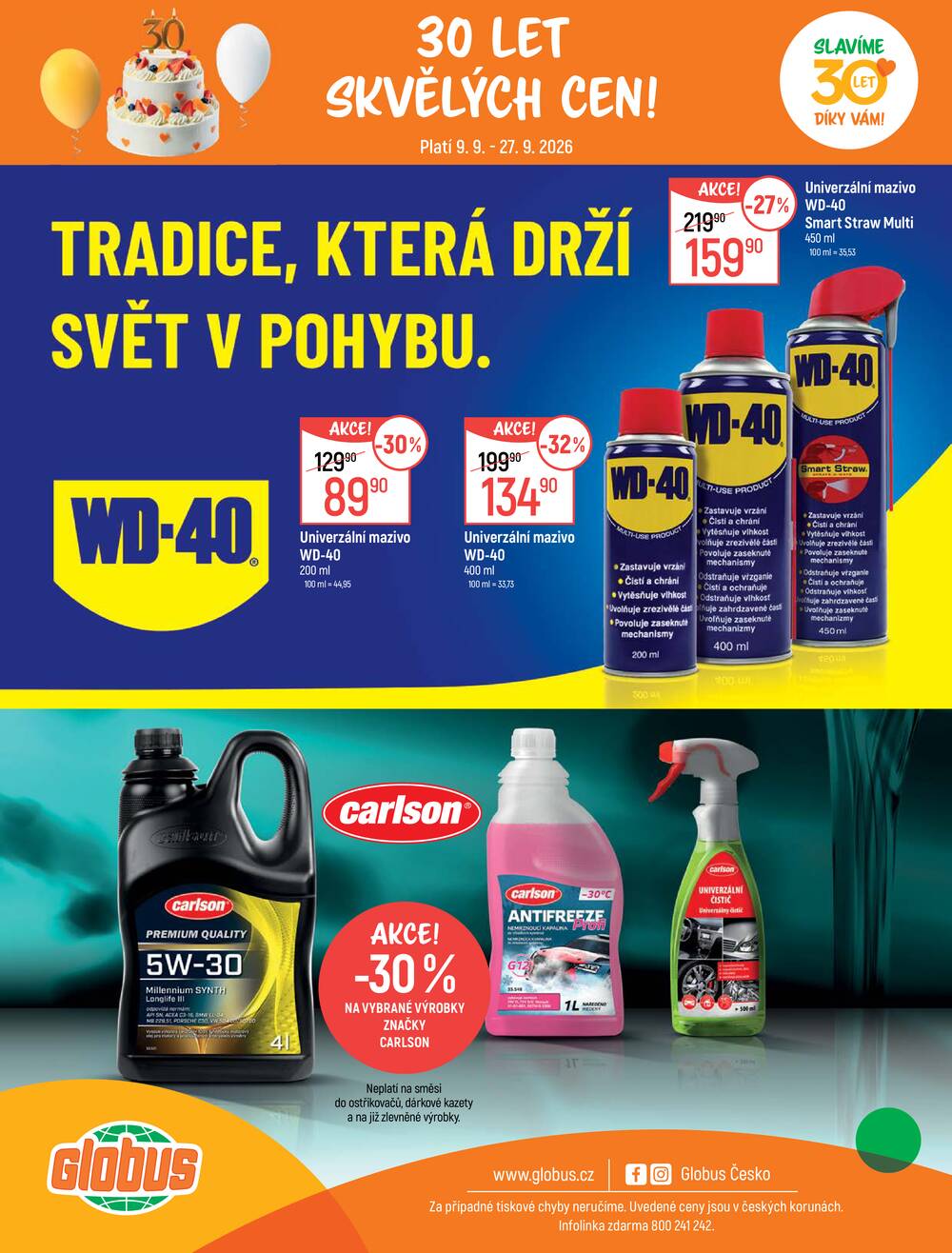Akční leták Globus 9.9. - 27.9.2026 - Globus Jenišov u Karlových Varů