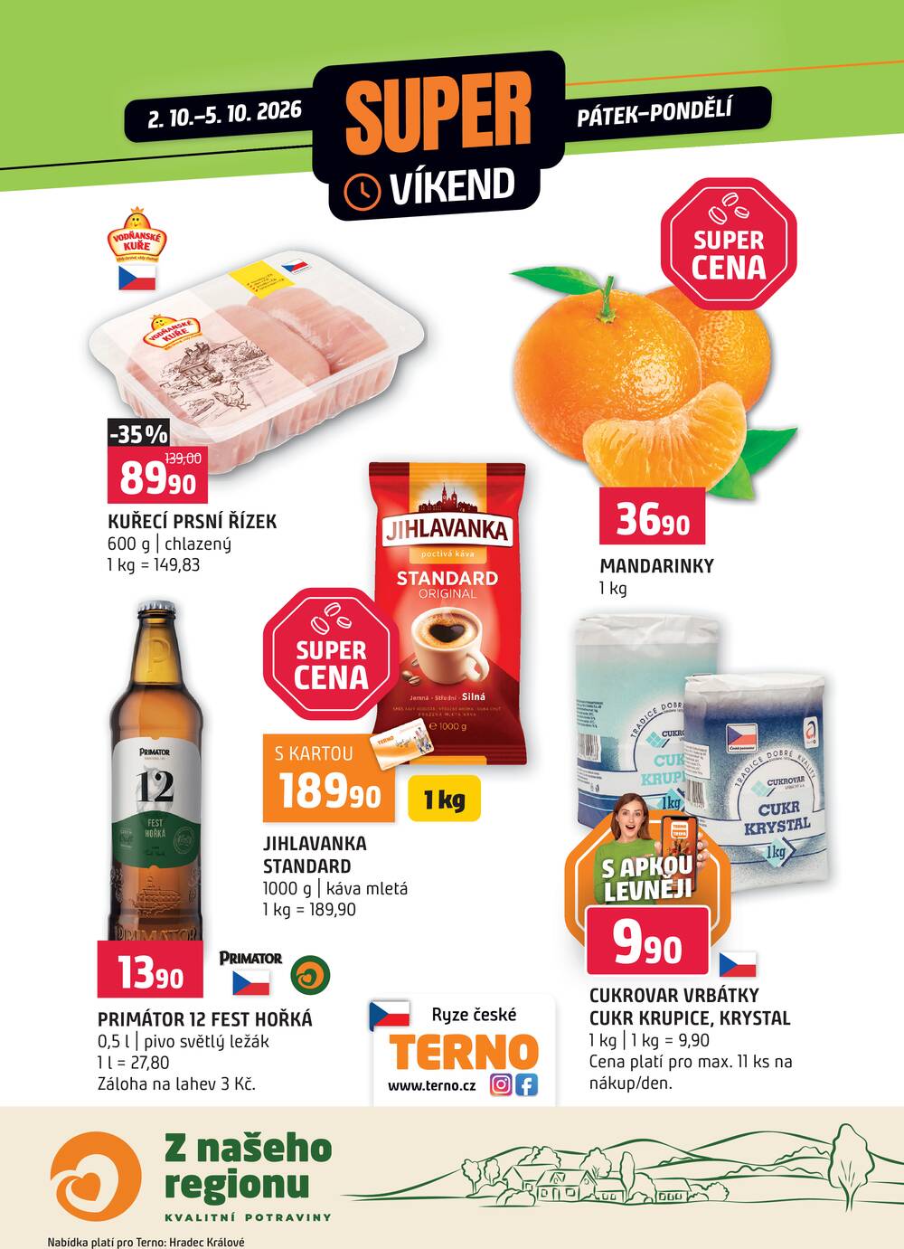 Terno Víkendová akce od 2.10. do 5.10.2026