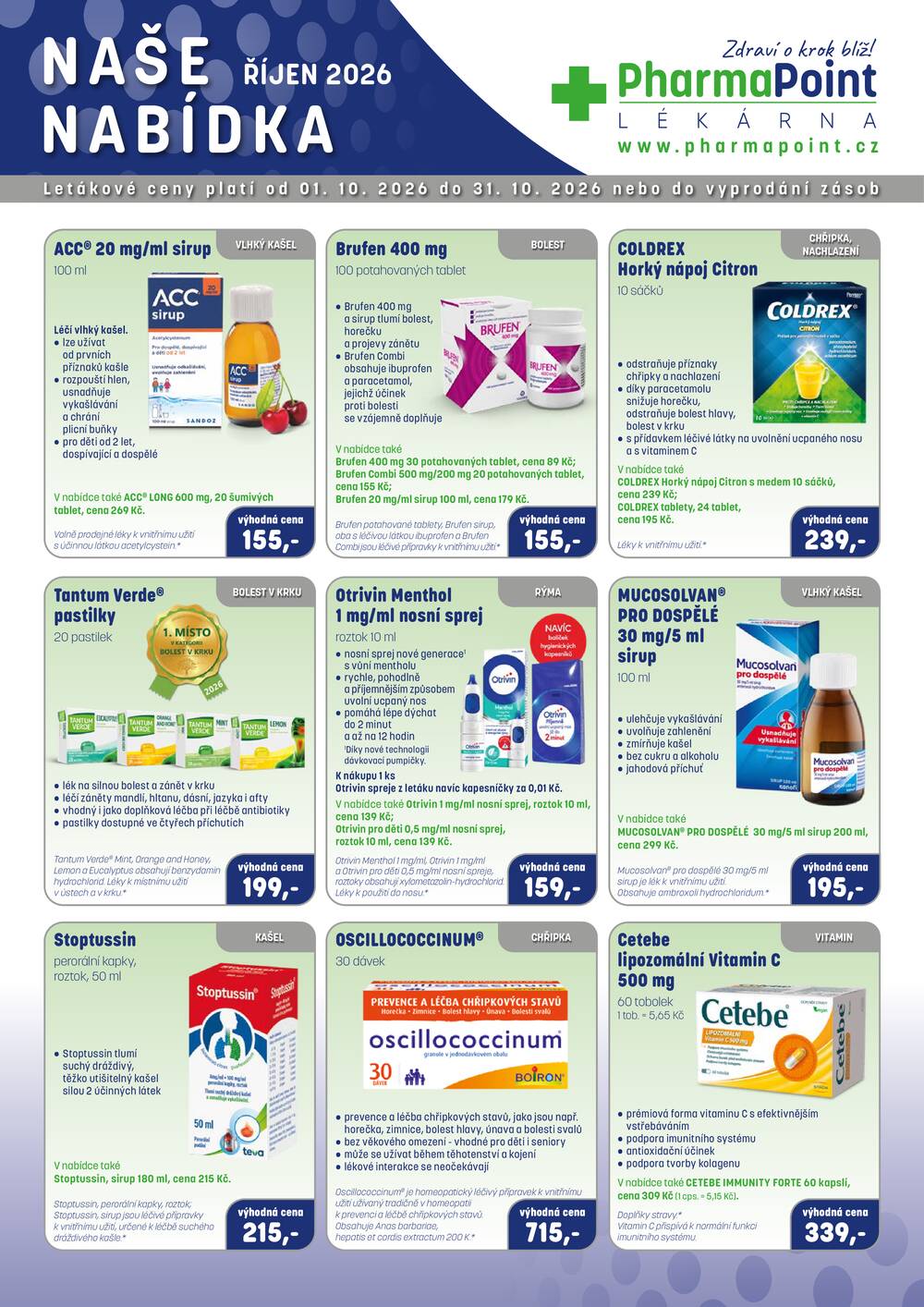 Leták PharmaPoint - Pharma Point od 1.10. do 31.10.2026 - strana 1 Leták PharmaPoint - Pharma Point od 1.10. do 31.10.2026 - strana 1