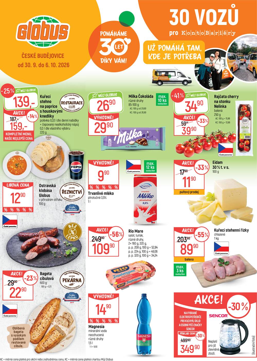 Akční leták Globus 30.9. - 6.10.2026 - Globus České Budějovice