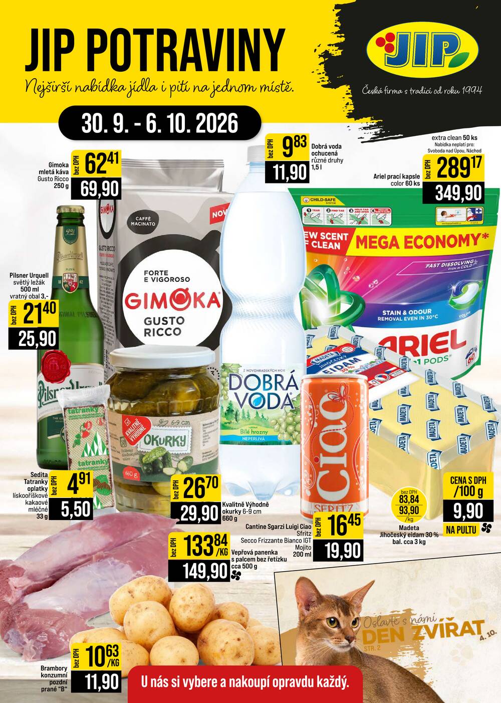 JIP Cash & Carry České Budějovice, Most, Náchod, Polička, Sušice a Svoboda nad Úpou od 30.9. do 6.10.2026