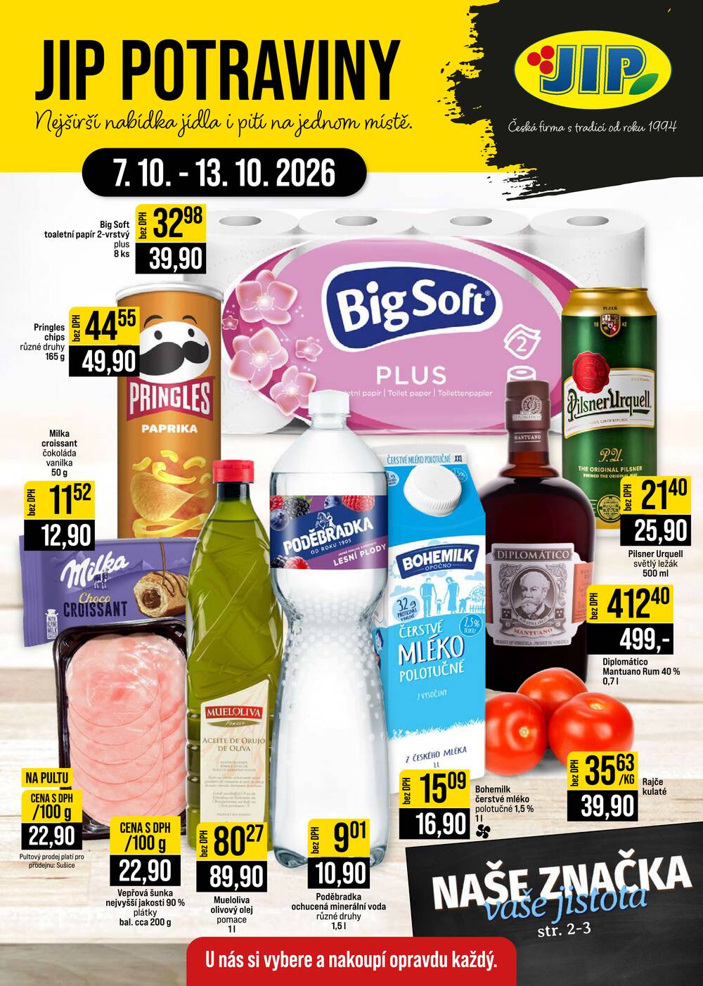JIP Cash & Carry České Budějovice, Most, Náchod, Polička, Sušice a Svoboda nad Úpou od 7.10. do 13.10.2026