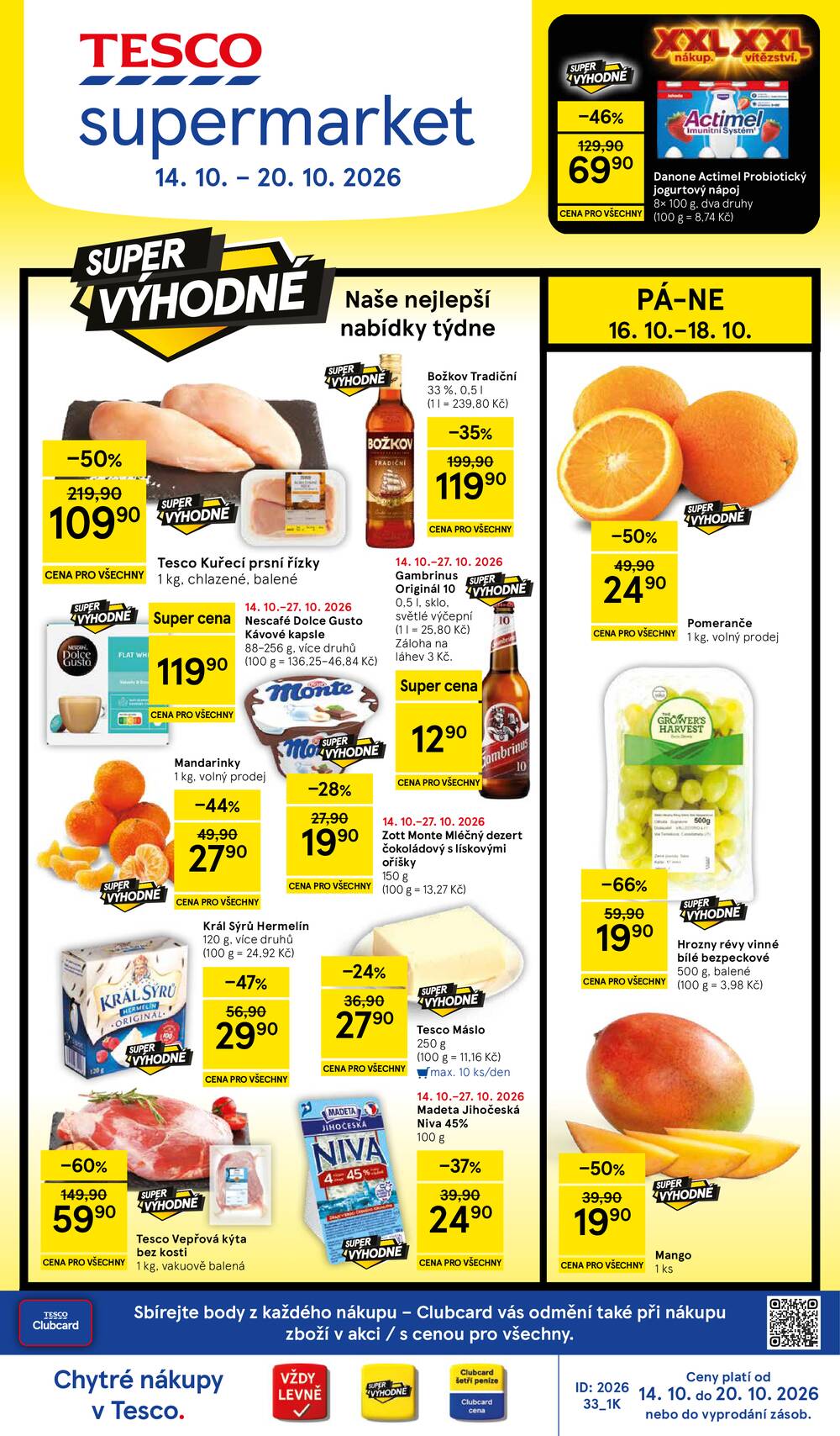 Leták Tesco - Tesco supermarkety od 14.10. do 20.10.2026 - strana 1 Leták Tesco - Tesco supermarkety od 14.10. do 20.10.2026 - strana 1