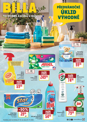 BILLA katalog Úklid od 21.10. do 10.11.2026