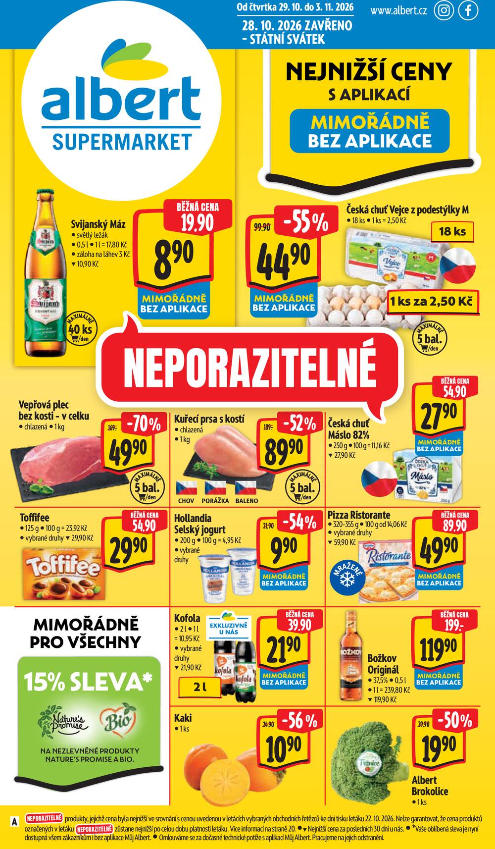 Leták Albert - Albert Supermarket od 29.10. do 3.11.2026 - strana 1
