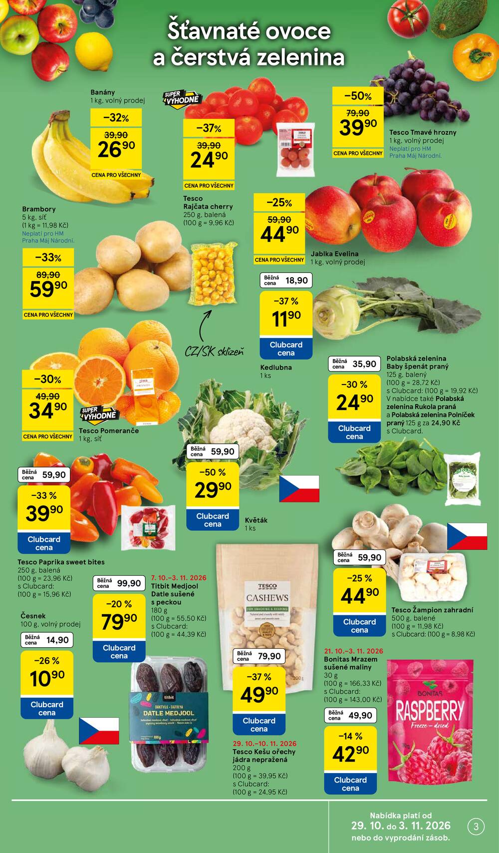 Tesco hypermarkety od 29.10. do 3.11.2026