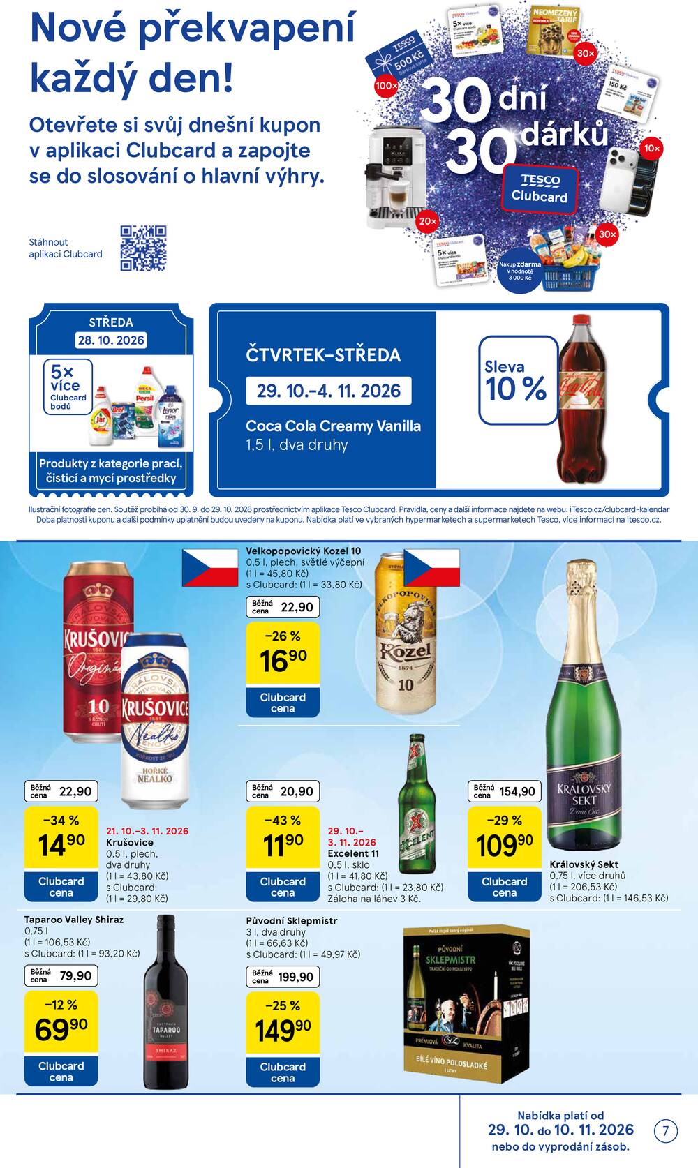 Tesco hypermarkety od 29.10. do 3.11.2026