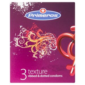 Primeros texture kondomy s vroubky a nopky 3 ks