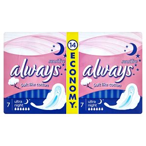 Always Sensitive Ultra night hygienické vložky 14 ks Košík.cz