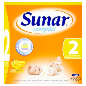 Sunar Complex 2 banán pokračovací sušená mléčná kojenecká výživa 2 x 300g