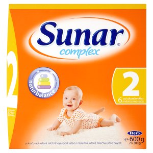 Sunar Complex 2 pokračovací sušená mléčná kojenecká výživa 2 x 300g Teta drogerie