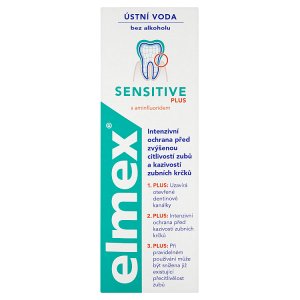 Elmex Sensitive Plus Ústní voda bez alkoholu s aminfluoridem 400ml Košík.cz