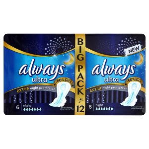 Always Ultra Extra night protection hygienické vložky 12 ks Košík.cz